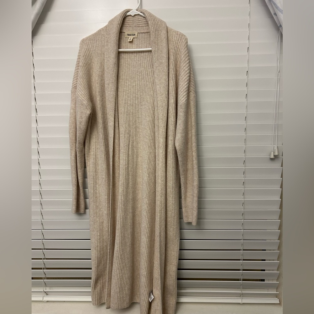 Open Edit Women's Cream Cardigan Sweater